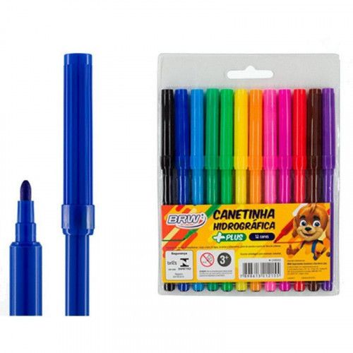 CANETA HIDROGRAFICA 12 CORES PLUS BRW - REF. CA 8003 - 1 UNIDADE