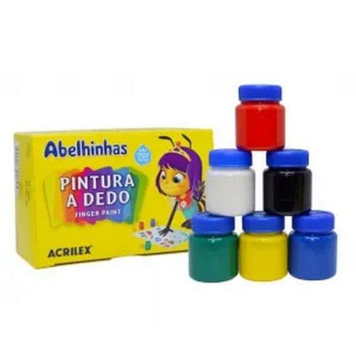 PINTURA A DEDO 6 CORES 30ML ACRILEX - REF. 11306 - PACOTE COM 12 CAIXAS