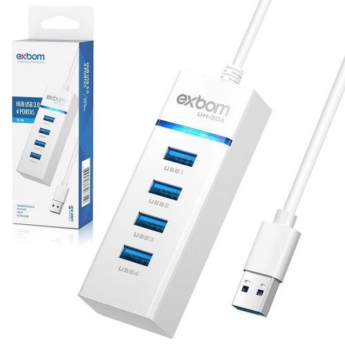 HUB 3.0 4 PORTAS COM LED EXBOM - REF. UH-30A - 1 UNIDADE