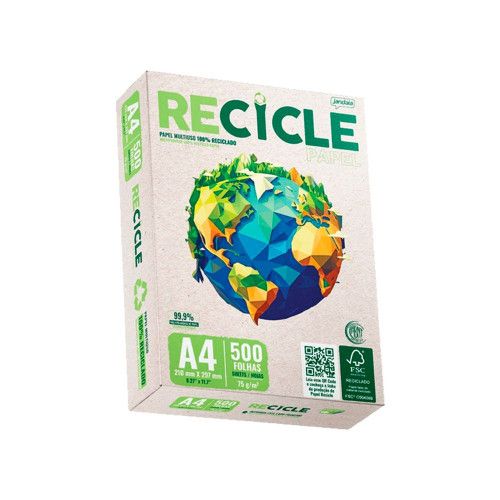 PAPEL RECICLADO A4 75G C/500FL JANDAIA - 3056 - 1 PACOTE
