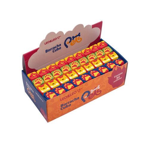 BORRACHA CUBO PETS LEO E LEO - REF. 74217 - CAIXA COM 32 UNIDADES