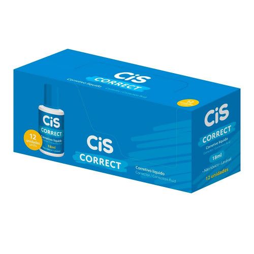 CORRETIVO LIQUIDO 18ML CORRECT CIS - REF. 4.1120 - CAIXA COM 12 UNIDADES