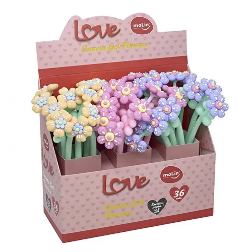 CANETA GEL 0.5 FLOWERS MOLIN - REF. 1332 - CAIXA COM 36 UNIDADES
