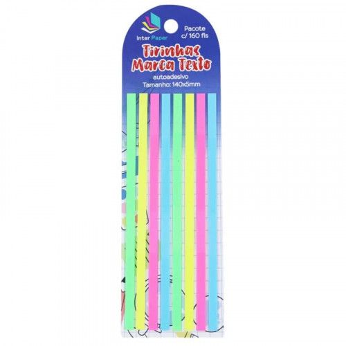 MARCA TEXTO TIRINHA 4 CORES NEON 160 FOLHAS - 1 UNIDADE