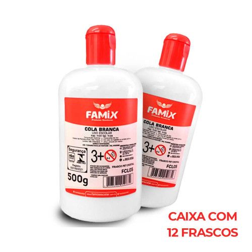 COLA BRANCA 500G FAMIX - REF. FCL05 - CAIXA COM 12 UNIDADES