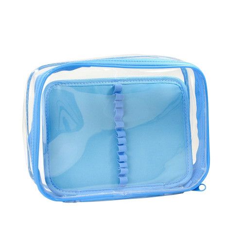 ESTOJO EM PVC CRISTAL COM DIVISAO AZUL DAC - REF. 4683 - 1 UNIDADE
