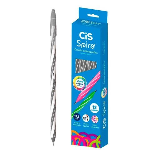 CANETA SPIRO GEL PRETA 0.7 CIS - 5.7746 - CAIXA COM 12 UNIDADES