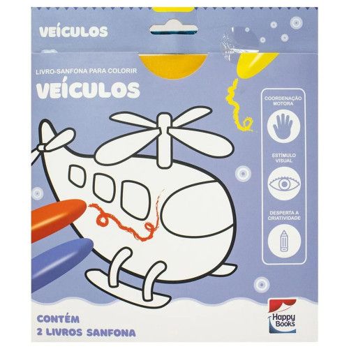 LIVRO COLORIR SANFONA VEICULOS HAPPY BOOK - REF. 316768 - 1 UNIDADE
