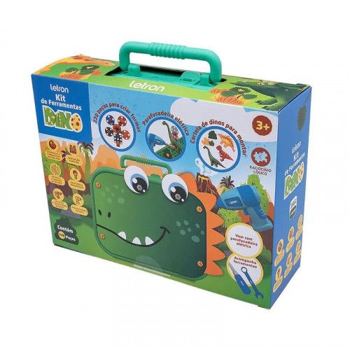KIT FERRAMENTAS DINOSSAURO 288 PECAS LETRON - REF. 10502 - 1 UNIDADE