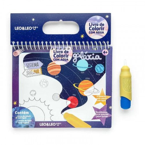 LIVRO COLORIR COM AGUA GALAXIA LEO E LEO - REF. 91675 - 1 UNIDADE