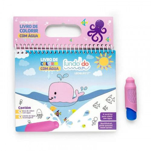 LIVRO COLORIR COM AGUA FUNDO DO MAR LEO E LEO - REF. 91826 - 1 UNIDADE