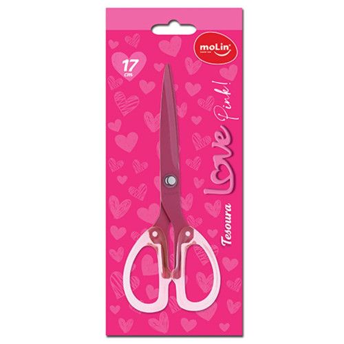 TESOURA 17CM LOVE PINK MOLIN - REF. 31580 - 1 UNIDADE