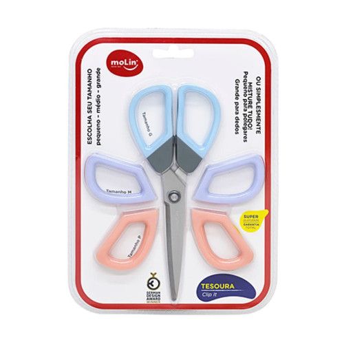KIT TESOURA CLIP IT COM 3 TAMOIO 16077 MOLIN - REF. 16077 - 1 UNIDADE