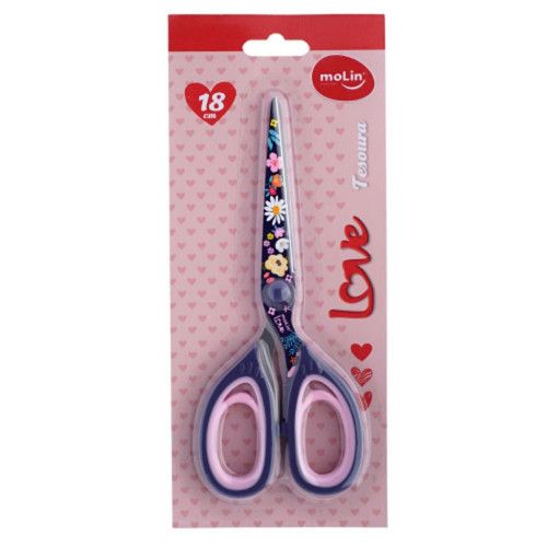 TESOURA 18CM LOVE FLOWERS AZUL MOLIN - REF. 23186 - 1 UNIDADE