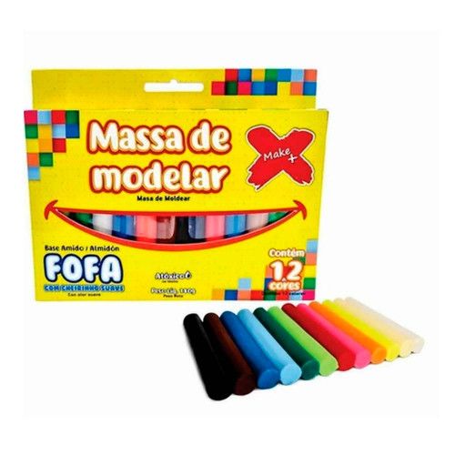 MASSA MODELAR 12 CORES SOFT MAKE+ - REF. 13278 - PACOTE COM 6 UNIDADES