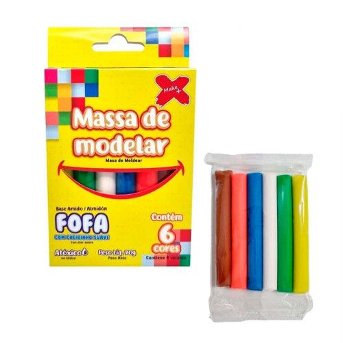 MASSA MODELAR 6 CORES SOFT MAKE+ - REF. 13322 - PACOTE COM 6 UNIDADES