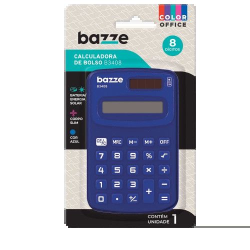 CALCULADORA 8 DIGITOS BOLSO AZUL B3408 BAZZE - REF. 906342 - 1 UNIDADE