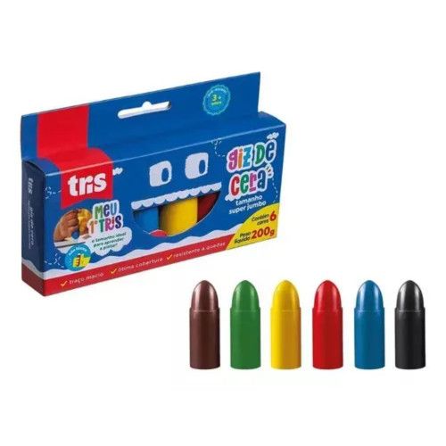 GIZ CERA 6 CORES SUPER JUMBO TRIS - REF. 902535 - CAIXA COM 6 UNIDADES
