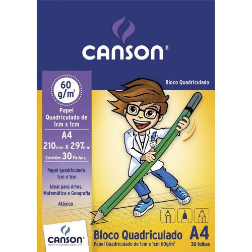 BLOCO QUADRICULADO 60G A4 30 FOLHAS CANSON - REF. 66667095 - 1 UNIDADE