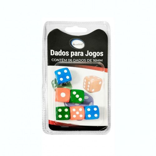 JOGO DADOS 6 PECAS PLASTICO - 1 UNIDADE