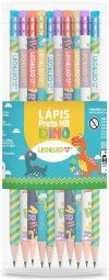 LAPIS PRETO HB REDONDO COM BORRACHA DINO LEO E LEO - REF. 72194 - POTE COM 72 UNIDADES