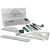 CONJUNTO PARA DESENHO GEOMETRICO COM 10 PECAS TRANSPARENTES ACRILEX - REF. 11722 - PACOTE COM 4 UNIDADES