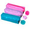 ESTOJO GLITTER POMPOM AZUL/ROSA/LILAS POLIBRAS - REF. 39261000 - 1 UNIDADE SORTIDA